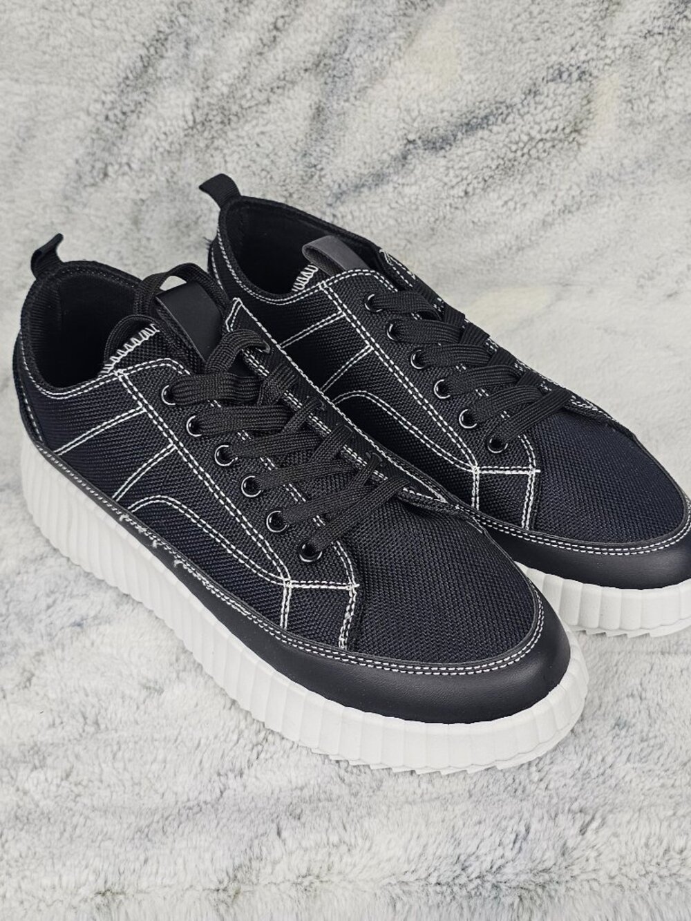 Fashion Nova 11 Black White Stitching Platform Every Day Casual Fashion Sneakers